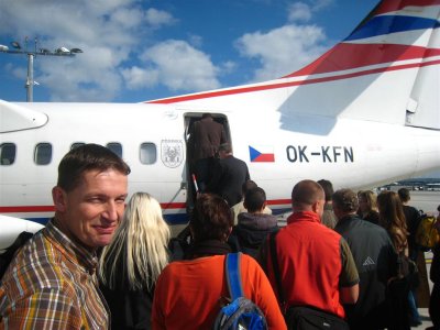 Jos in front of the plane to Bratislava
