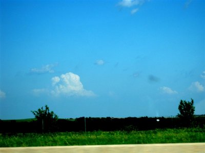 Distant cumuli in the east in Iowa