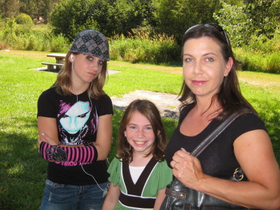 Brianna sporting her best badass face, Hannah and Terri