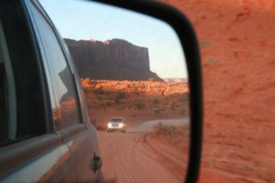 Driving through Monument Valley