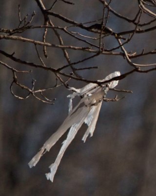 Plastic figurine blowing in the wind