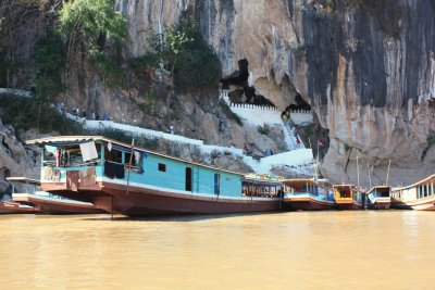 Pak Ou caves over muddy Mekong