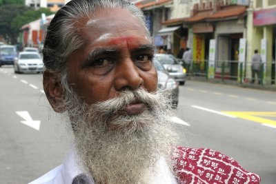 Well-combed and washed Singaporean sadhu