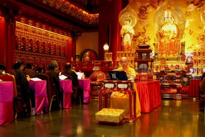 Inside Buddha Tooth Relic Temple 