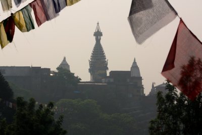 Silhoeutte of Swayambhu at 8 am