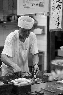 Preparing Okonomiyaki