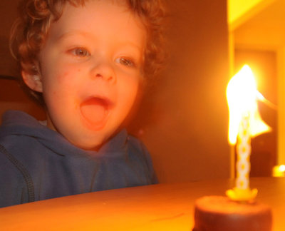 I know the cake is small, and with only one candle but this was his second cake (and 4th candle!) - 3rd Birthday