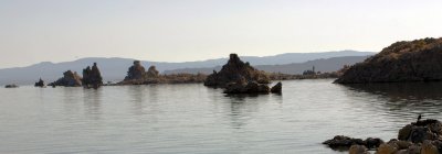 Silhouetted tufa towers in the morning light