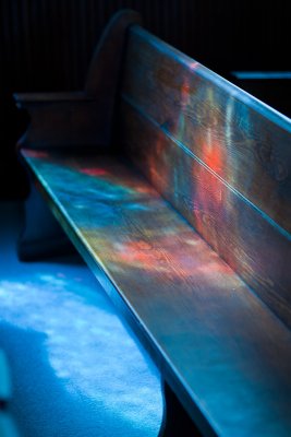 Stained Glass on Pew