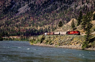 Freight train along the mighty Fraser River