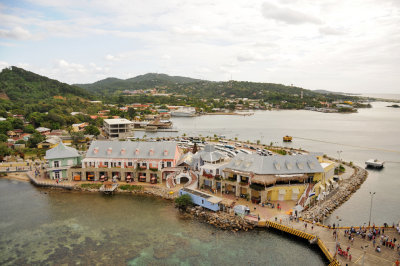 Aerial view of the port of Roatan, Honduras