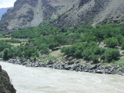 Afghan village across the Pyanj river