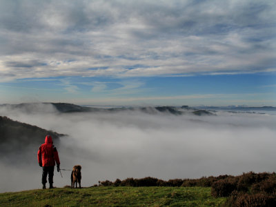 looking over the sea of fog.