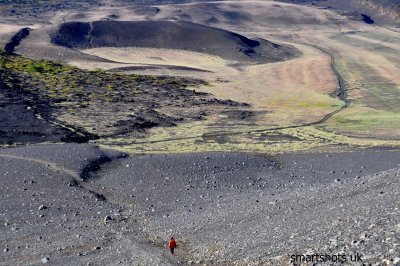 walking down the volcano