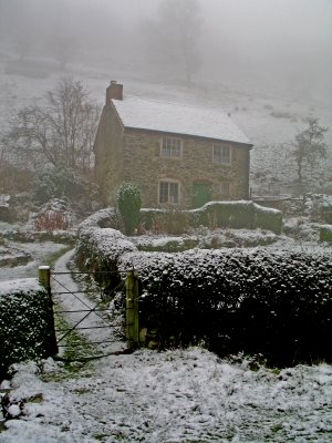 the little house in the snow.