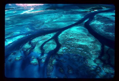 Aldabra Lagoon from air Aldabara Story National Geographic, David Doubilet 1995