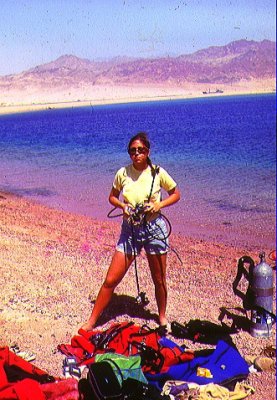 Sharon diving at DAHAB 1972