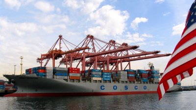 From China to America, goods by the ship load