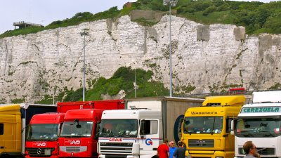 The famous White Cliff of Dover are cliffs which form part of the British coastline facing the Strait of Dover and France
