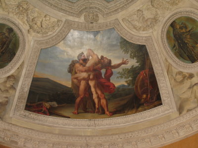 Artwork on the walls as well as the ceiling