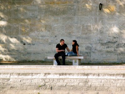 Just talking, along the banks of  the Seine