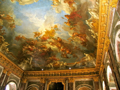 Elaborate ceiling at Versailles.