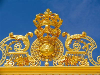 Gold-leaf gate near entrance to Versailles