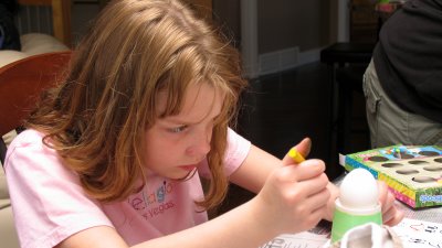 Becky paints easter eggs, a family tradition