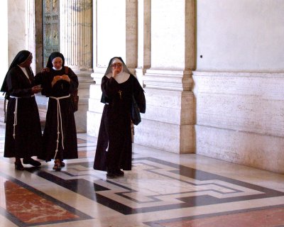 Three nuns inside the Vatican