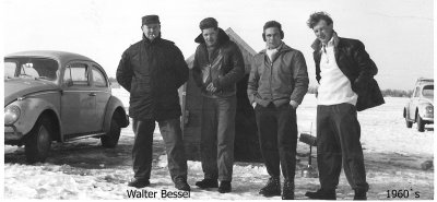 Walter Bessel and 3 guys ice fishing