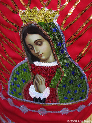 Detail of Guadalupe on clothing