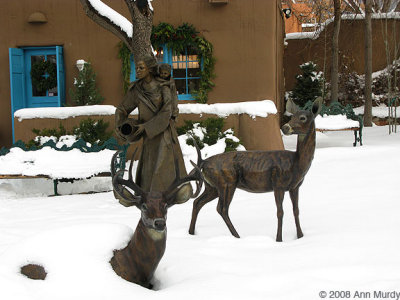 Deer and maiden in snow