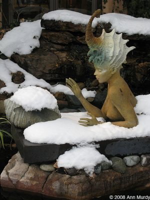 Mermaid in snow bank