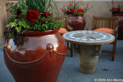 Pot with geraniums