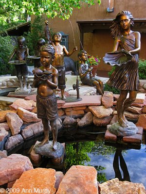 Sculptures with pond