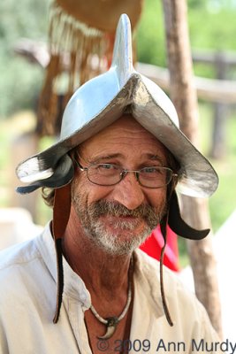Wearing Spanish helmet