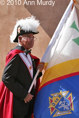 Knight of Columbus with flag