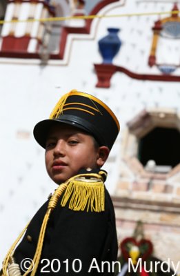 Soldier in front of church