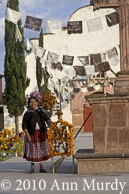 Lady in front of church