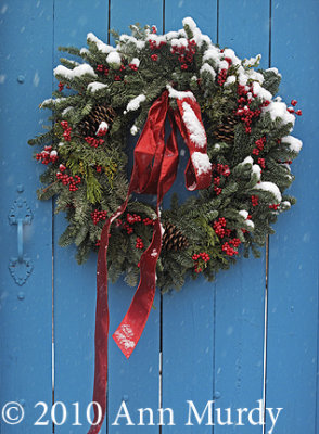 Wreath on Turquoise Door