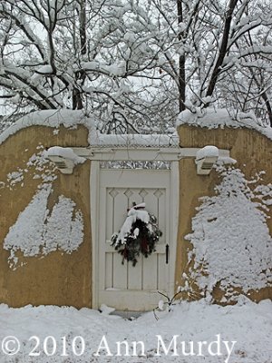 White door with snow