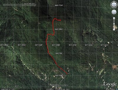 Green Mountain Hike on Google Earth Image