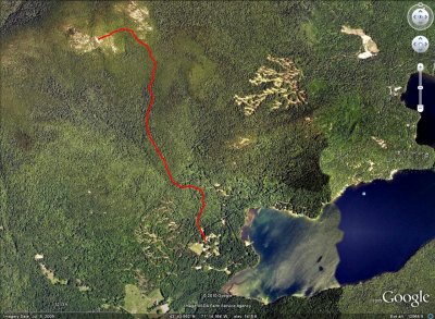 Track to Peak on Google Earth Satellite Image