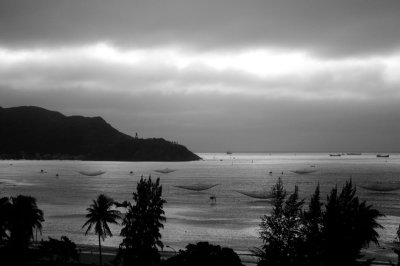 Fishing nets in black and white