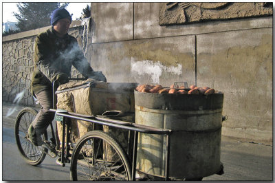 Breakfast - hot sweet potatoes, Shenyang