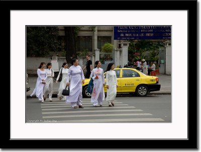 Crossing the Street in Traditional Clothing