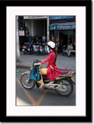 Female Biker with Helmet/Mask and Traditional Outfit