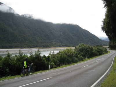 On our way up to Haast Pass, following the wide Haast River valley