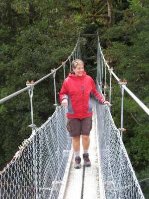 Trying out another swing (bouncy) bridge