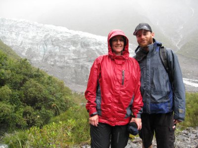 Being in the rain near a glacier in NZ is better than being home at work!